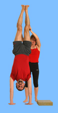 yoga münchen: hilfestellung beim handstand im yogakurs münchen